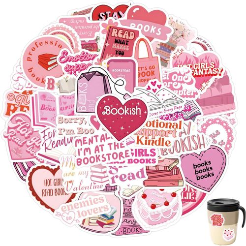 Lot De 60 Autocollants De Lecture En Vinyle Impermable En Forme De C?Ur Pour Kindle, Scrapbooking, Bouteilles D'eau, Ordinateurs Portables Rose