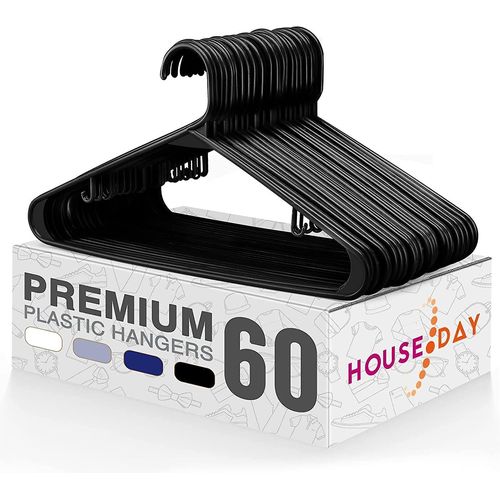 Lot De 60 Portants  Vtements En Plastique Noir, Portants  Vtements Durables Avec Crochets, Portants  Vtements Peu Encombrants, Idals Pour Toute Utilisation Dans Un Placard, Portants  Vtements En Plastique Lger