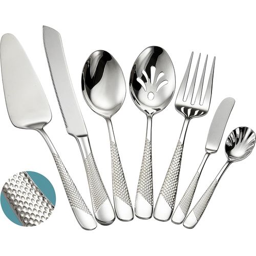 Lot De 7 Couverts De Service En Acier Inoxydable Martel 18/10 \U2013 Couverts D'htesse Avec Couteau  Gteau Et Pelle  Gteau (Argent)