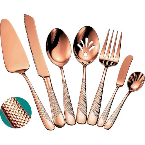 Lot De 7 Couverts De Service En Acier Inoxydable Martel 18/10 \U2013 Couverts D'htesse Avec Couteau  Gteau Et Pelle  Gteau (Cuivre)