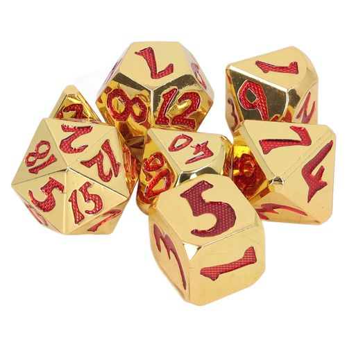 Lot de 7 des polyedriques en metal, chiffres transparents, poids lourd, pour jeux de societe, dores
