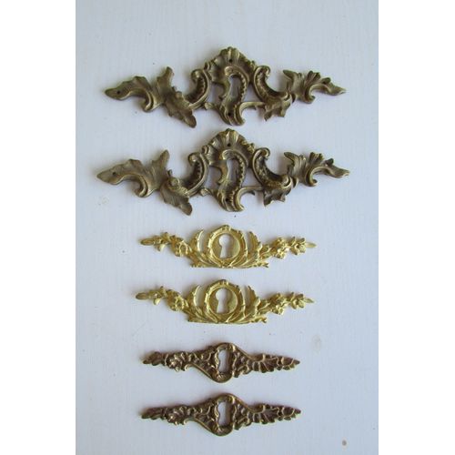 Lot De 7 Entres De Serrure En Bronze Dor De Style Louis Xv, Xiv, Xvi