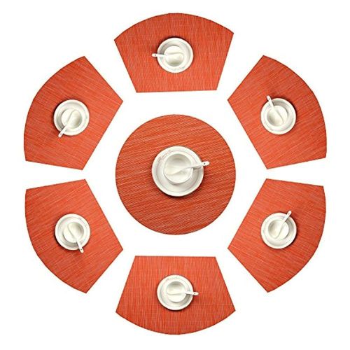 Lot De 7 Sets De Table Et Sous-Verres Orange Vif Pour Table  Manger - Design lgant, Durable, Rsistant Aux Taches Et Antidrapant