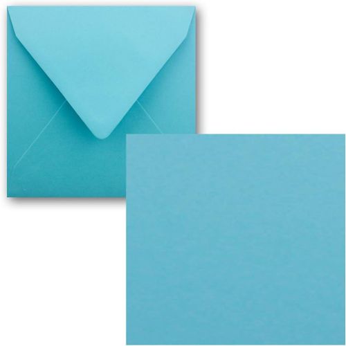 Lot De 75 Cartes Simples,Carres,15 X 15cm,Avec Enveloppes,En Turquoise,Pour Cartes De V?ux,Etc.