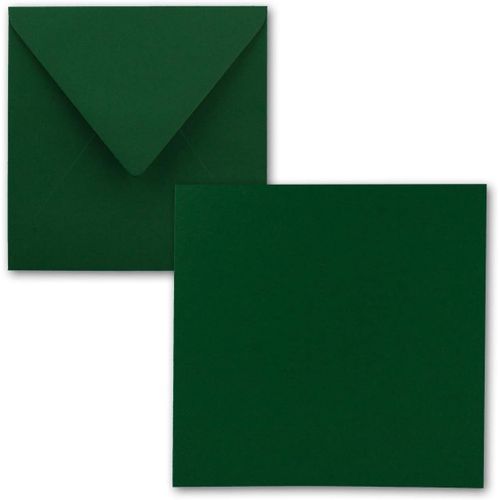 Lot De 75 Cartes Simples,Carres,15 X 15cm,Avec Enveloppes,En Vert Fonc,Pour Cartes De V?ux,Etc.