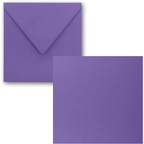 Lot De 75 Cartes Simples,Carres,15 X 15cm,Avec Enveloppes,En Violet,Pour Cartes De V?ux,Etc.