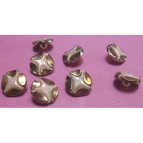 Lot De 8 : Bouton  Queue Cylindrique Dor toile  4 Branches Ingales - Rsine - Diamtre 15 Mm