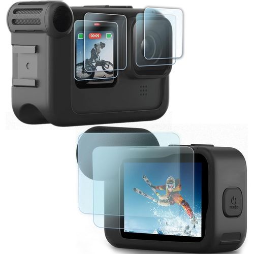 Lot de 8 films protecteurs d'cran pour Go Pro Hero 12/Hero 11/Hero 10/Hero 9 Noir Fit Media Mod Ultra en verre tremp Kit d'accessoires (pas pour Hero 13 Noir)