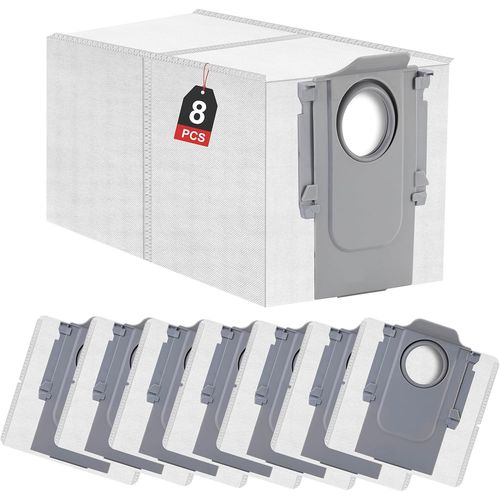 Lot De 8 Sacs  Poussire Pour Roborock S8 Max Ultra/Qrevo Master/Qrevo S/Q Revo/Qrevo Pro/Qrevo Maxv, Ensemble D'Accessoires Sacs D'Aspirateur  Haute Capacit(3.1L)[SSE7110602]