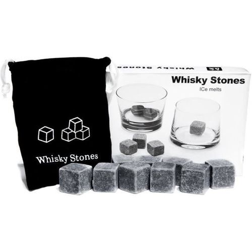 Lot De 9 Pierre  Whisky En Granit Avec Pochette De Rangement En Mousseline.
