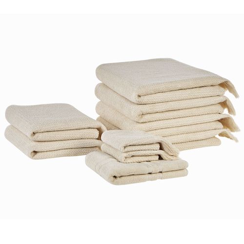 Lot De 9 Serviettes Atiu Tissu ponge Beige