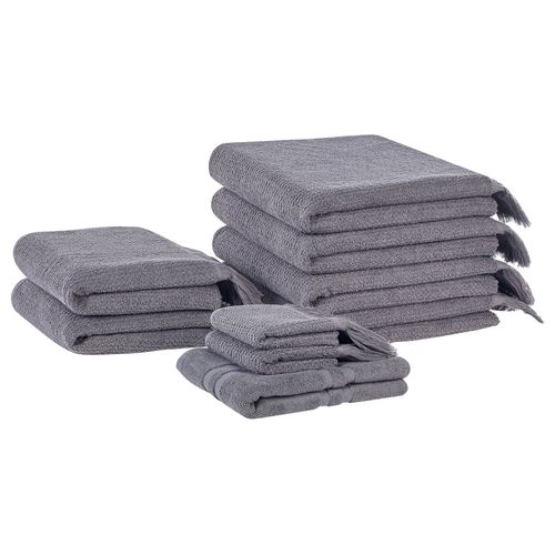 Lot De 9 Serviettes Atiu Tissu ponge Gris