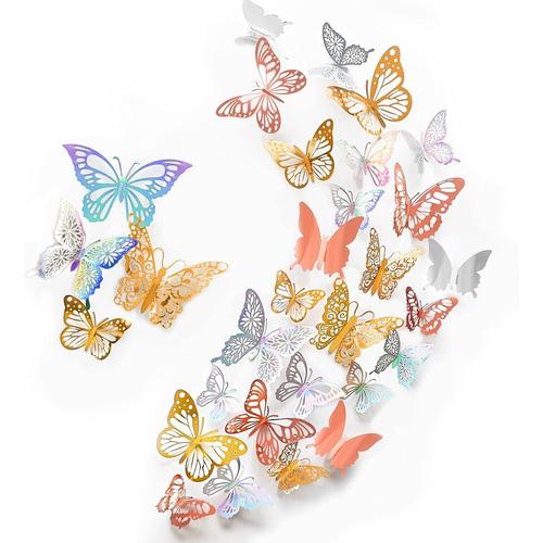 Lot De 96 Stickers Muraux 3d En Forme De Papillon Amovibles Pour FTe, Mariage, Anniversaire, Chambre D'enfant