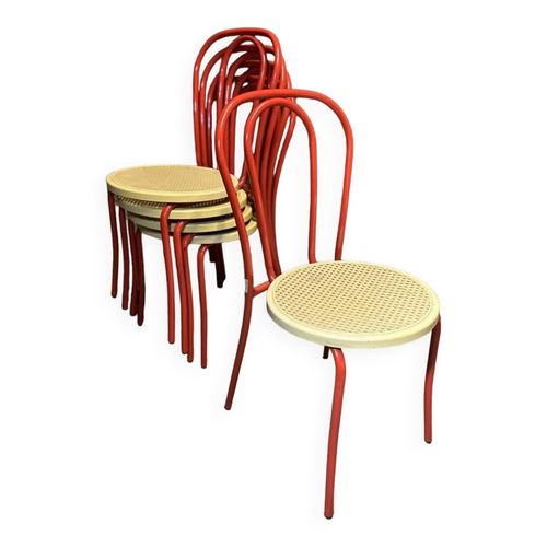 Lot De Cinq Chaises Bistrot Rodet Rouge Et Beige Rouge