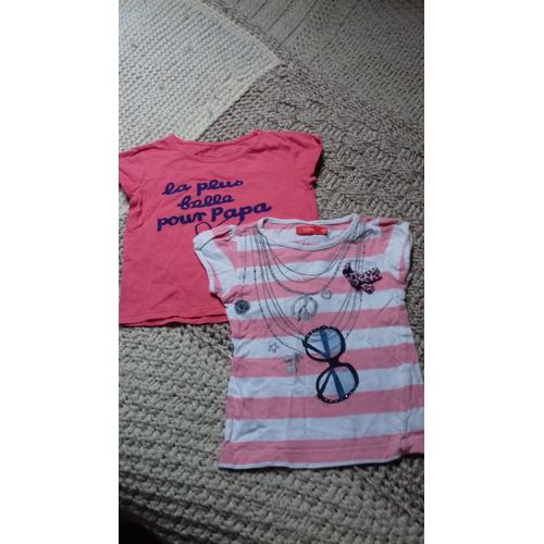 Lot De Deux T Shirt Fille Rose 4 Ans