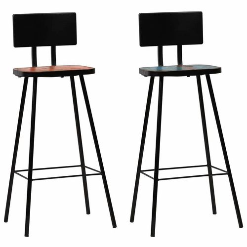 Lot De Deux Tabourets De Bar Design Chaise Sige Bois Massif De Rcupration Multicolore 1202182