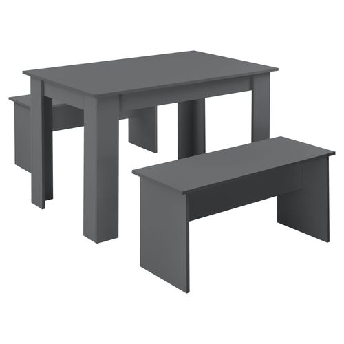 Lot De Table Et 2 Bancs Design Ensemble De Meubles De Salle  Manger Styl Pour 4 Personnes Panneau De Particules Mlamin 110 X 70 X 73 Cm Gris [En.Casa]