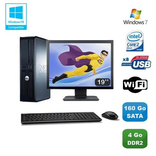 Lot PC DELL Optiplex 760 DT Intel E8400 3Ghz 4Go DDR2 160 Go WIFI Win 7 + 19