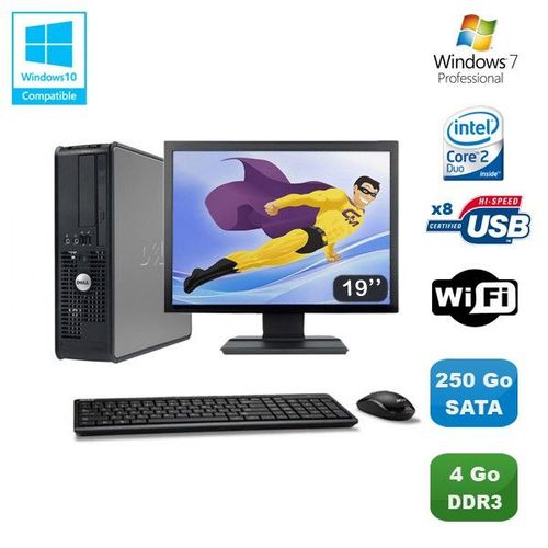 Lot PC DELL Optiplex 780 Sff E7500 2,93Ghz 4Go DDR3 250Go WIFI Win 7 Pro + 19