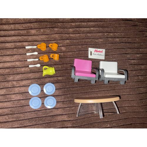 Lot Playmobil Accessoires Mobiliers Sige Fauteuil Table Et Vaisselle Tasses Cuillres Pichet Assiettes