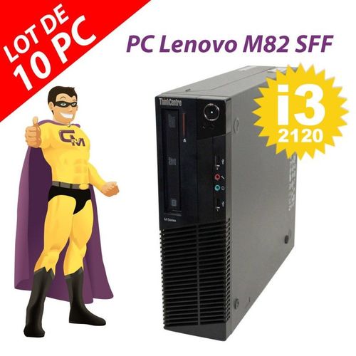 Lot x10 PC Lenovo ThinkCentre M82 SFF Intel i3-2120 RAM 4Go 250Go Windows 10