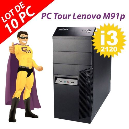 Lot x10 PC Tour Lenovo M91p Intel i3-2120 RAM 4Go Disque 250Go Windows 10 Wifi