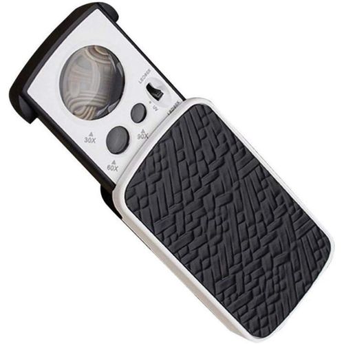 Loupe tlescopique  LED, loupe 30 x 60 x 90 x, avec lumire LED et ultraviolette, loupe de bijouterie pour bijoux, diamants, pierres prcieuses, pices de monnaie, timbres