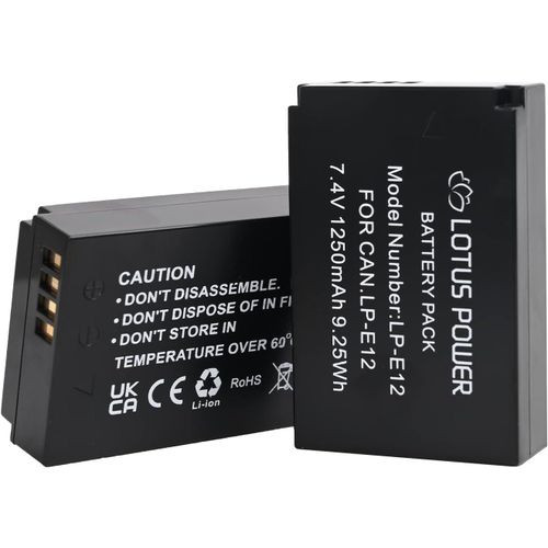 LP-E12 Batterie 7,4V 1250mAh, Batterie de Remplacement LPE12 pour Camra Canon EOS M/EOS M100 / EOS M200 / EOS M50 / EOS M50 Mark II/EOS 100D / PowerShot SX70 HS (2 Piles)