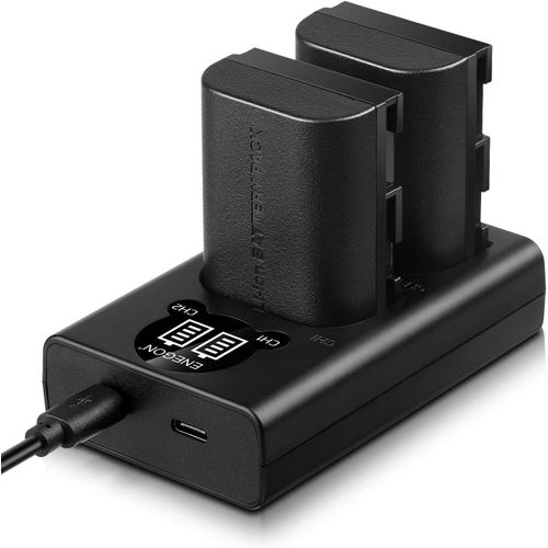 LP-E6 Batterie de Rechange 2 Paquets et Chargeur Intelligent LED USB pour Canon LP-E6, LP-E6N and Canon EOS 5D Mark II III IV, 5DS, 5DS R, 6D, 7D, 7D Mark II, 60D, 70D 80D 90D Camras et Plus