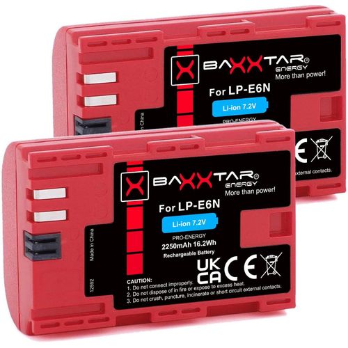 LP-E6N 2250mAh Batterie d'appareil Photo 2X - avec Infochip
