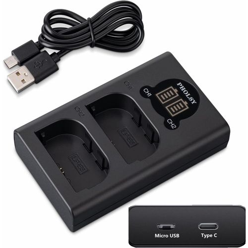 LP-E6N Chargeur Batterie USB Rapide Double LCD Lger Compact pour Batterie Canon LP-E6 LP-E6N LP-E6NH Compatible avec Canon EOS R5 R6 R7 R 5D-Mark-IV/III/II 5DS 5DS-R 6D-Mark-II 7D-Mark-II 90D 80D.[V172]