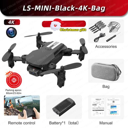Ls-Mini Drone 4k Professionnel 1080p Hd Camra Wifi Fpv Pression D'air Altitude Maintien Pliable Quadcopter Rc Dron Jouet Cadeau Tablier Vendre - Type Black-4k-Bag