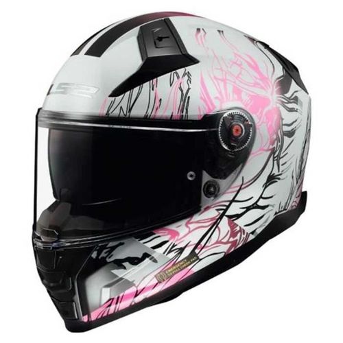 Ls2, Casque Moto Intgral Vector Ii Darflo Gloss White Pink, Xxs