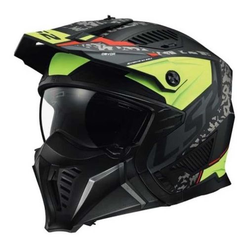 Ls2, Casque Moto Jet Modulable Drifter Devor Matt Black H-V Yellow, S