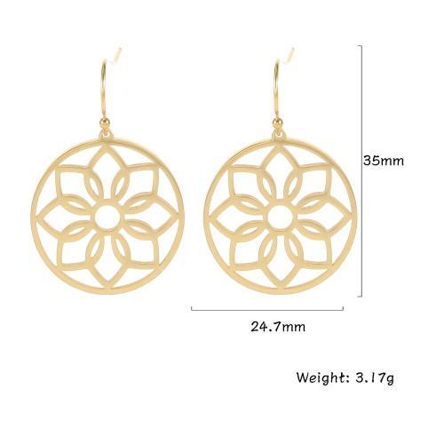 Lucktune Yoga Lotus Fleur Ronde Boucles D'oreilles Goutte Pour Les Femmes En Acier Inoxydable Vintage Charme Pendentif Boucles D'oreilles Bijoux De Mode