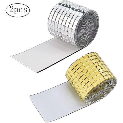 Lucky 2 Pièces Mosaïque Carreaux Miroir, Carrés en Verre Miroir, Miroir