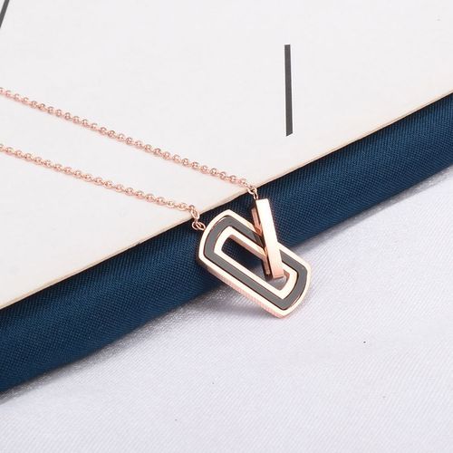 Lucky Snap Black White Square Colored Shell Pendentif Collier Girl Shell Short Lock Lfv2138