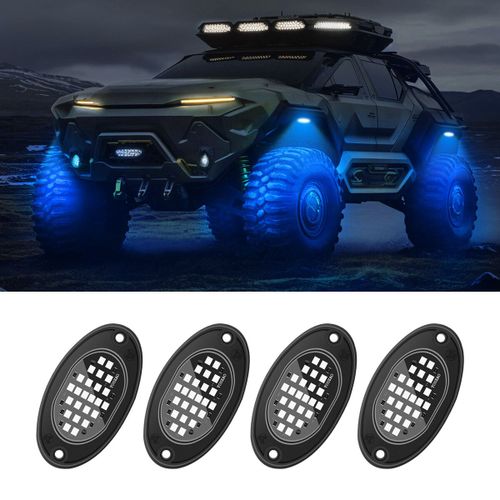 Lumire De Chssis De Voiture Pour Camions,Lumires De Roche  Led,514 Et Plus,Tout-Terrain,Jeep,Suv,Rl,Utv,4 Pices - Type Bleu #A
