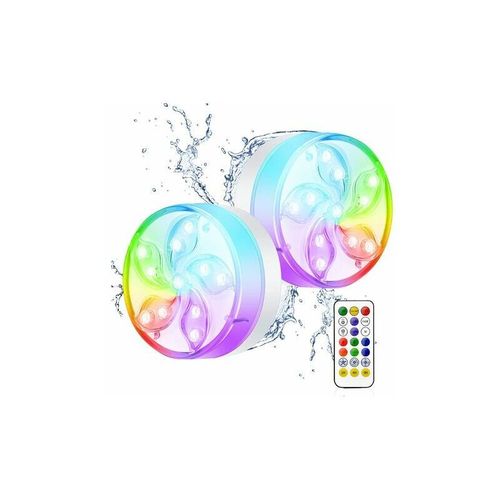 Lumire De Piscine Ip68 tanche Rvb Multicolore Baignoire Lumire De Piscine Led Pour Enfants Jardinlumire Led De Plonge tanche Avec Tlcommande Base De Vase Aquarium tang (2 Pices)