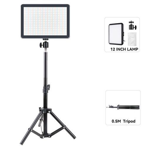 Lumire vido LED  intensit variable pour la photographie,clairage continu,support de trpied rglable,lumire de remplissage portable pour la prise de vue en studio ph - Type 12 inch lamp kit B #A