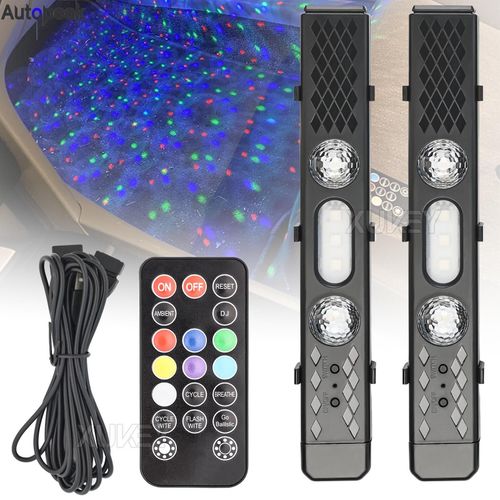 Lumires De Plafond De Toit Intrieur De Voiture, Sans Fil, Rvb, Usb, Automobile, Non, Kits D'accent, Musique Starlight, Bande De Division Sonore, 2 Pices