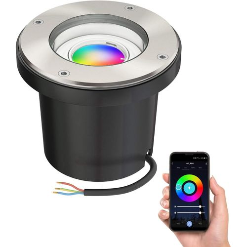 Luminaire Encastr Dans Le Sol Bofu Pour L'extrieur Orientable Acier Inoxydable Rond Ip67 150mm  Incl. Smart Home Lampe Led Rgbw Gu10, 5,41w, 473lm