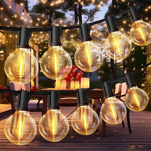 Lumineuse Exterieure Led, 15m Guirlande Guinguette Exterieur G40 Led Ampoules Ip44 Impermable,Chane Lumiere Exterieur Pour Terrasse, Mariage, Nol [Classe nergtique E]