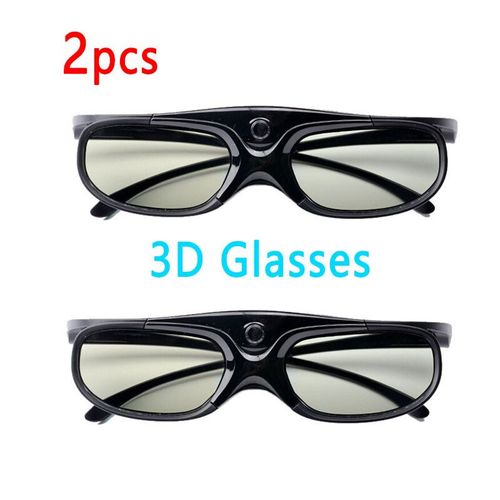 Lunettes 3D universelles pour Xgimi Z3/Z4/Z6/H2,crous G1/P2,obturateur actif 96-144HZ,projecteur BenQ Acer DLP LINK Rechargeable,2 pices/1 pice - Type 2PCS Black #B
