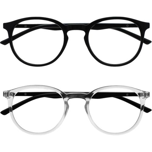 Lunettes De Lecture Pack De 2 Montures Rondes Et Mincess Charnires  Ressort Anti-Rayures Noir Transparente Hommes Femmes Rr60-1c +3.00