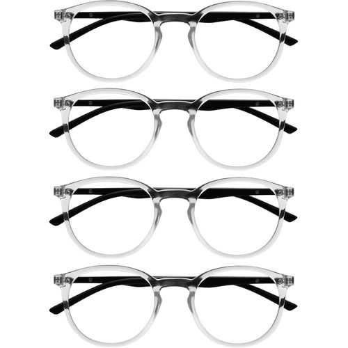 Lunettes De Lecture Pack De 4 Montures Rondes Et Minces Charnires  Ressort Anti-Rayures Transparente Hommes Femmes Rrrr60-C +3.00