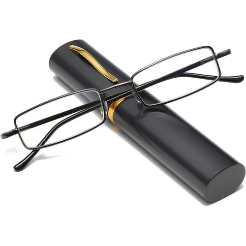 Lunettes De Lecture Portables En Forme De Stylo En Mtal Pour Homme Et Femme Lunettes De Lecture Avec Charnires  Ressort Anti-Lumire Bleue Avec tui En Mtal De Poche