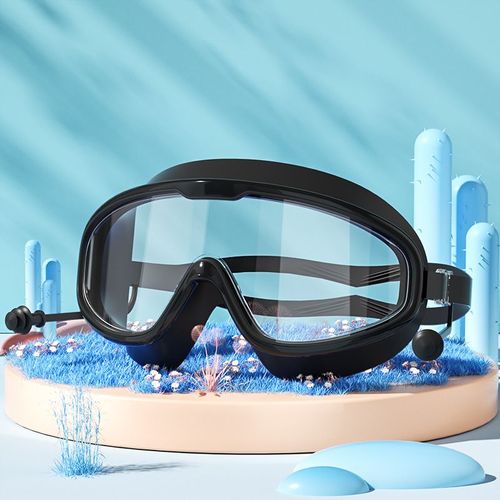 Lunettes De Natation Professionnelles Pour Hommes Et Femmes,Grand Cadre Avec Bouchons D'oreille,tanche,Anti-Bue,Haute Dfinition,Piscine,Lunettes De Plonge - Type Balck