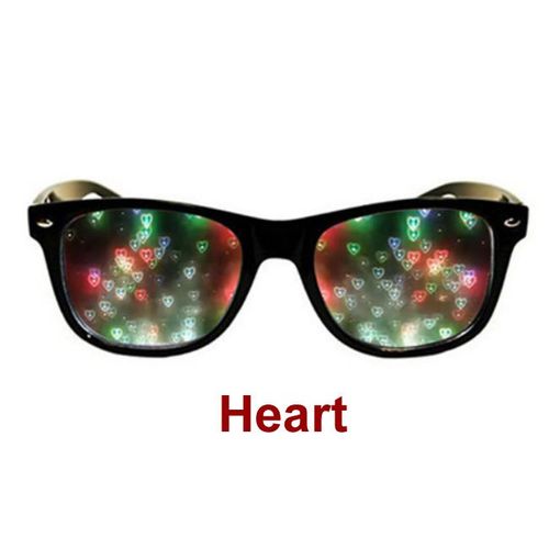 Lunettes De Soleil 3d Amusantes,Amour Et toile,Effets Spciaux,Lunettes De Diffraction De Feu D'artifice,Miroir Optique,Partie D'exposition Arc-En-Ciel - Type Heart