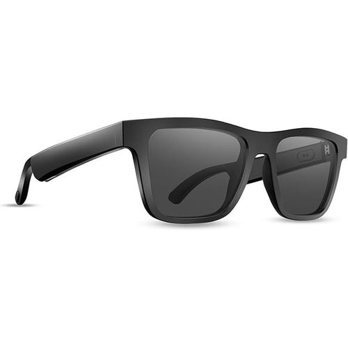 Lunettes de soleil Bluetooth intelligentes pour hommes Lunettes classiques noires avec commande tactile sans fil, micro et haut-parleurs intgrs, assistant vocal, protection UV, lunettes Bluetooth